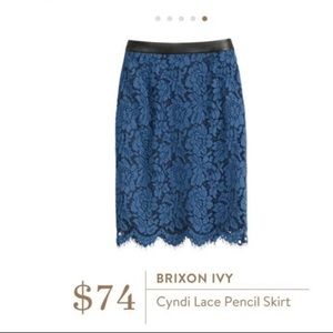 Brixon Ivy small blue Cyndi lace pencil skirt